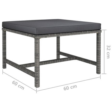 3-delige Loungeset met kussens poly rattan grijs 7
