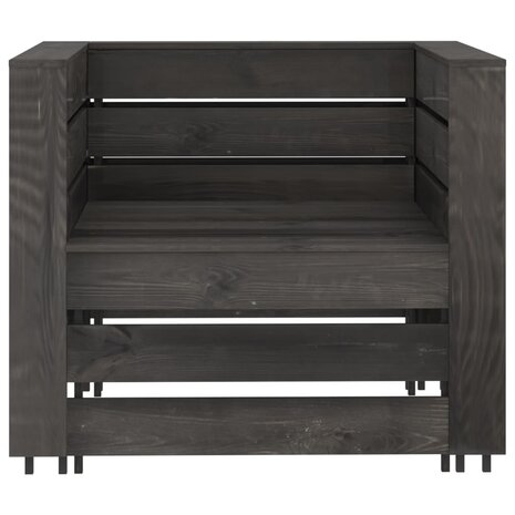 2-delige Loungeset pallet geïmpregneerd grenenhout grijs 3
