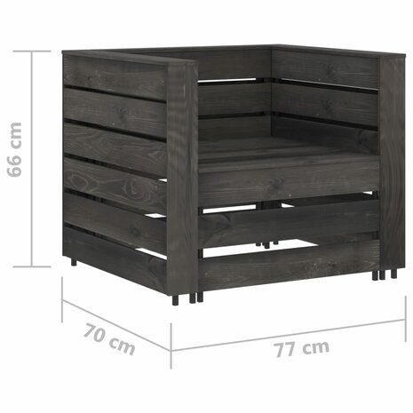 2-delige Loungeset pallet geïmpregneerd grenenhout grijs 7