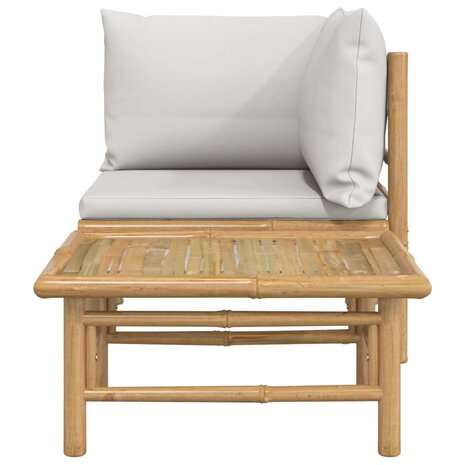 2-delige Loungeset met kussens bamboe lightgrijs 3