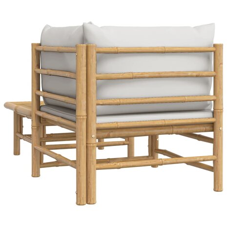 2-delige Loungeset met kussens bamboe lightgrijs 5