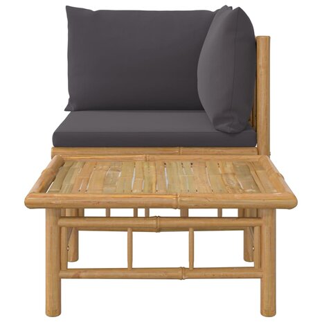 2-delige Loungeset met kussens bamboe donkergrijs 4