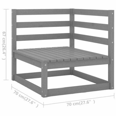 2-delige Loungeset met kussens massief grenenhout grijs 6