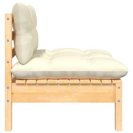 3-delige Loungeset met crèmekleurige kussens massief grenenhout 4