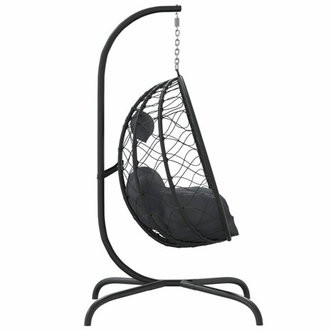 Hangstoel met kussen poly rattan en staal antracietkleurig 4