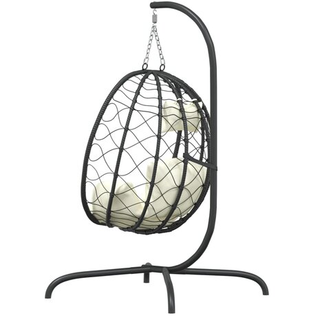 Hangstoel met kussen poly rattan en staal crèmewit 5