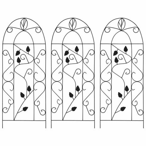 Plantenklimrekken 3 st 40x100 cm ijzer zwart   1