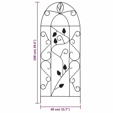 Plantenklimrekken 3 st 40x100 cm ijzer zwart   5