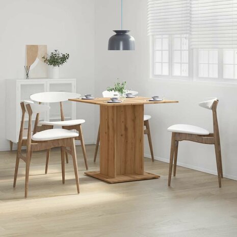 Eettafel 80x80x75 cm bewerkt hout artisanaal eikenkleurig 3