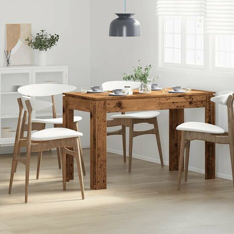 Eettafel 120x60x76 cm bewerkt hout oud houtkleurig 3