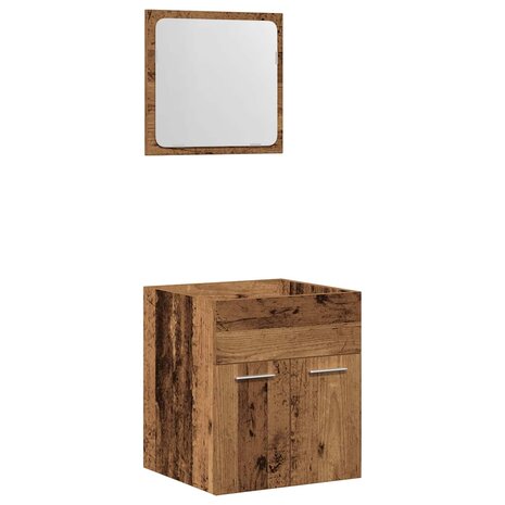2-delige Badkamermeubelset bewerkt hout oud houtkleurig 2