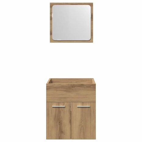 2-delige Badkamermeubelset bewerkt hout artisanaal eikenkleur 6