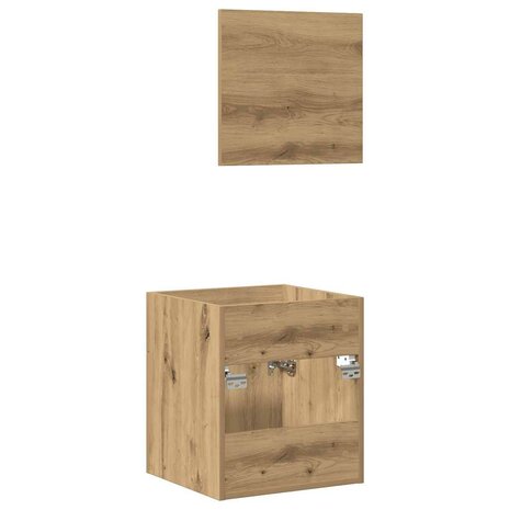 2-delige Badkamermeubelset bewerkt hout artisanaal eikenkleur 8