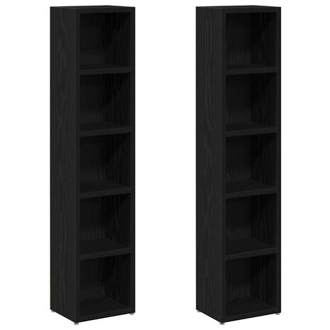 CD-kasten 2 st 21x16x93,5 cm spaanplaat zwart eikenkleurig 2
