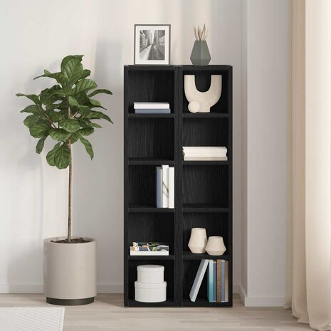 CD-kasten 2 st 21x16x93,5 cm spaanplaat zwart eikenkleurig 3