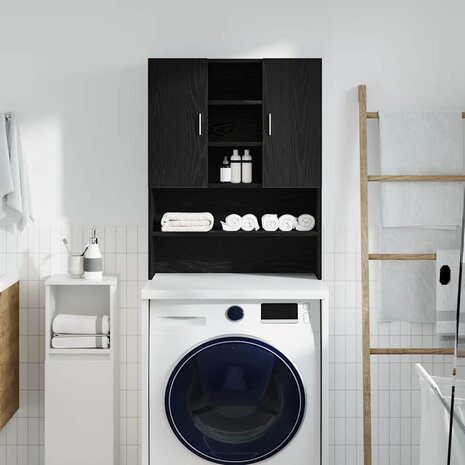 Wasmachinekast 70,5x25,5x90 cm zwart eikenkleurig 3