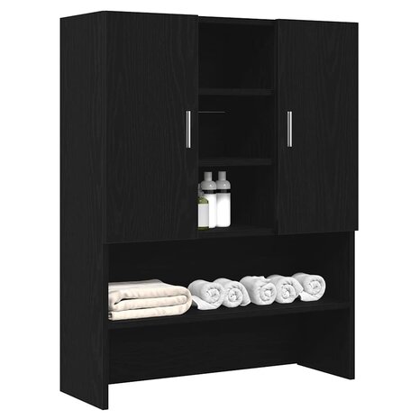 Wasmachinekast 70,5x25,5x90 cm zwart eikenkleurig 4