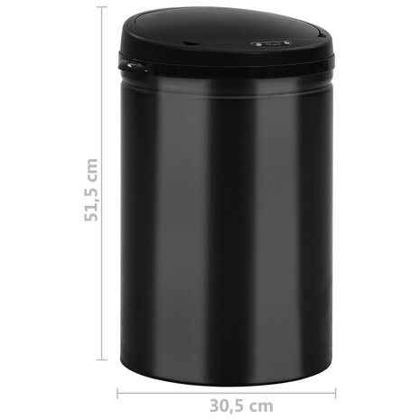 Prullenbak met automatische sensor 30 L koolstofstaal zwart 8