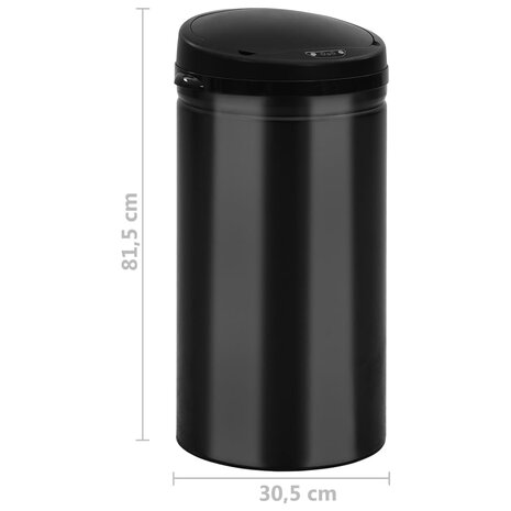 Prullenbak met automatische sensor 50 L koolstofstaal zwart 8