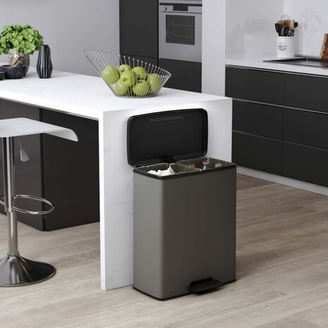 Curver Pedaalemmer Deco duo 26+26 L koelgrijs 9