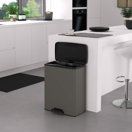 Curver Pedaalemmer Deco rechthoekig 65 L koelgrijs 5