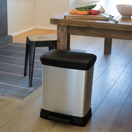 Curver Pedaalemmer Deco rechthoekig 30 L zilverkleurig 1