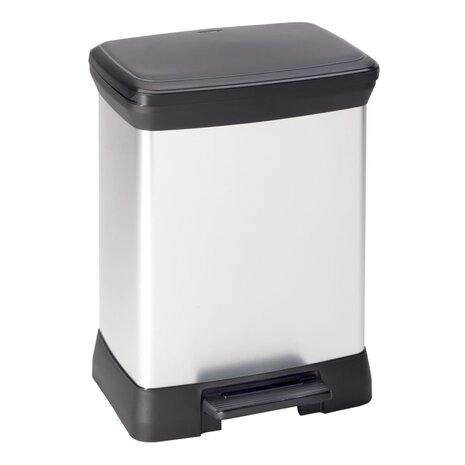Curver Pedaalemmer Deco rechthoekig 30 L zilverkleurig 2