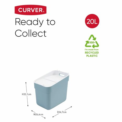 Curver Vuilnisbak Ready to Collect 20 L lichtblauw 9