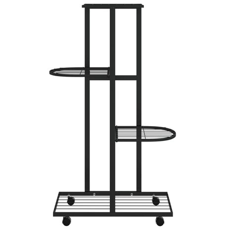 Bloemenstandaard met wielen 4-laags 44x23x80 cm ijzer zwart 3