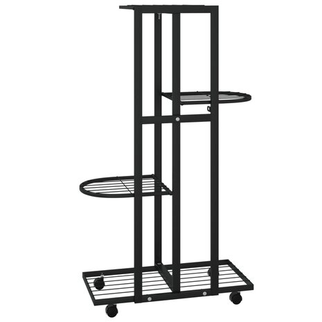 Bloemenstandaard met wielen 4-laags 44x23x80 cm ijzer zwart 5