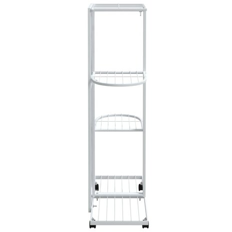 Bloemenstandaard met wielen 4-laags 44x23x80 cm ijzer wit 4