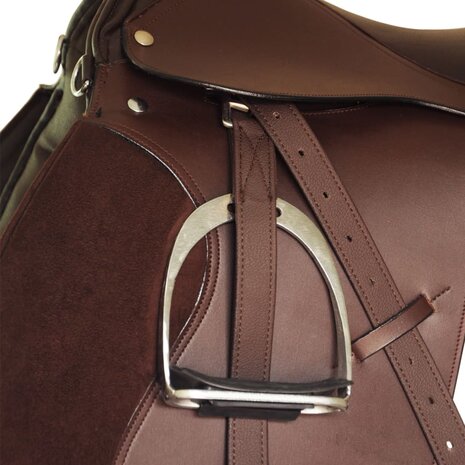 Echt lederen paardrijzadel 16" 14 cm (5-in-1 set, bruin) 8