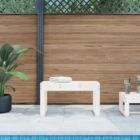 Tuinbank 80x38x45 cm massief grenenhout wit 1