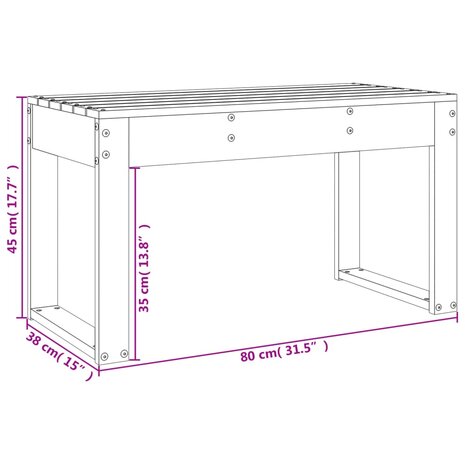 Tuinbank 80x38x45 cm massief grenenhout wit 8