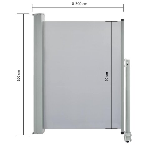 Tuinscherm uittrekbaar 100x300 cm grijs 8