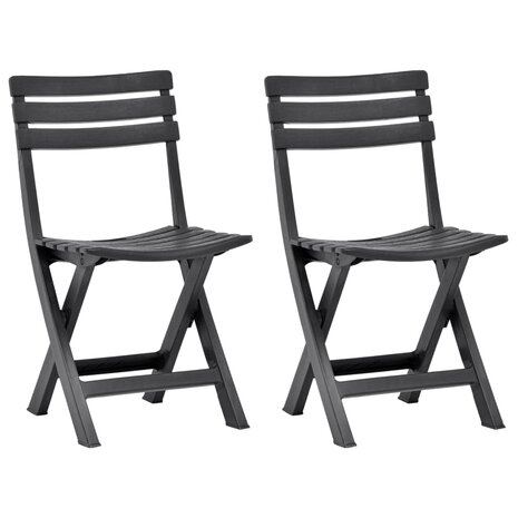 Tuinstoelen inklapbaar 2 st kunststof antraciet 1
