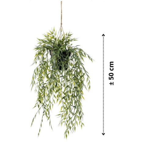 Emerald Kunstplant hangend in pot bamboe 50 cm 3
