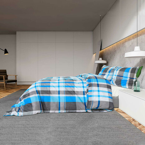 Dekbedovertrekset 140x200 cm katoen blauw en grijs 4