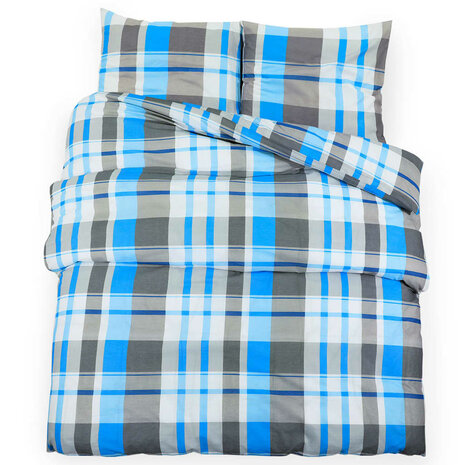 Dekbedovertrekset 225x220 cm katoen blauw en grijs 2