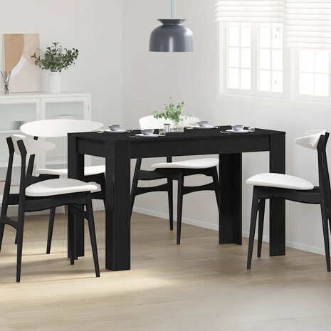 Eettafel 120x60x76 cm spaanplaat zwart eikenkleurig 1