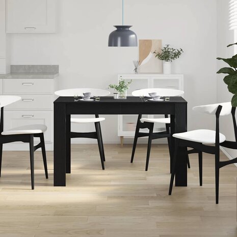Eettafel 120x60x76 cm spaanplaat zwart eikenkleurig 3