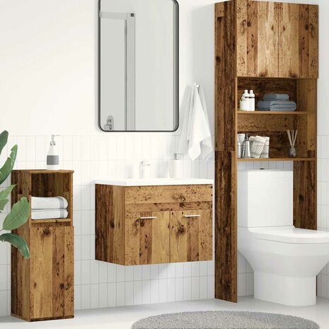 Wastafelkast 60x38,5x46 cm bewerkt hout oud houtkleurig 1