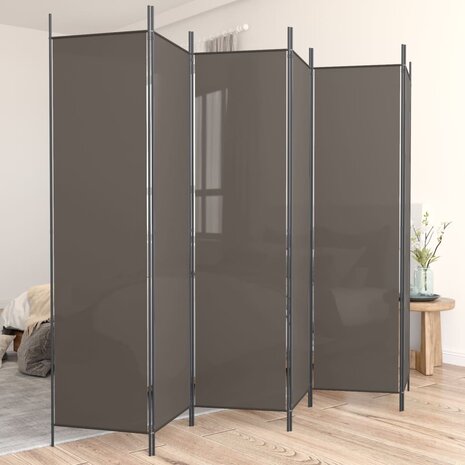 Kamerscherm met 6 panelen 300x220 cm stof antracietkleurig 1