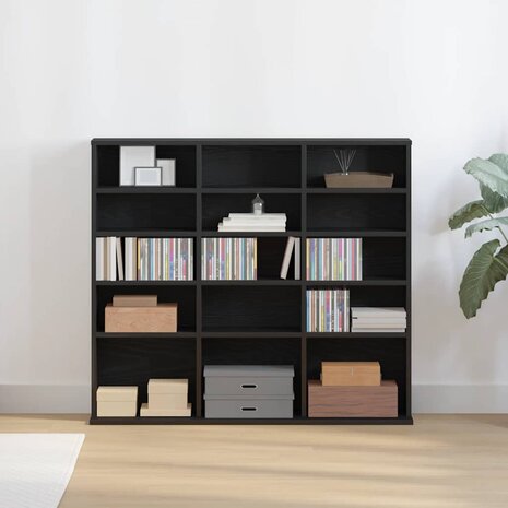 CD-kast 100,5x23x89,5 cm bewerkt hout zwart eikenkleurig 1