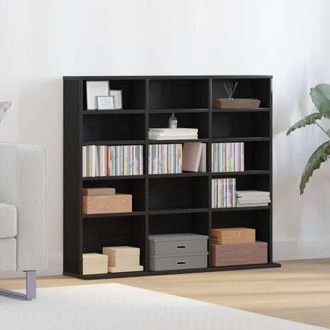 CD-kast 100,5x23x89,5 cm bewerkt hout zwart eikenkleurig 3
