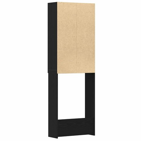 Wasmachinekast 64x25,5x190 cm zwart eikenkleur 8