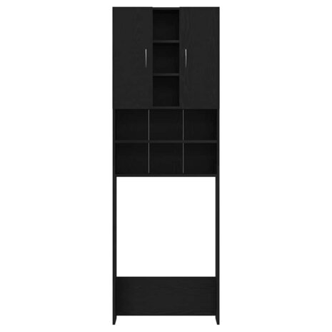 Wasmachinekast 64x25,5x190 cm zwart eikenkleur 6