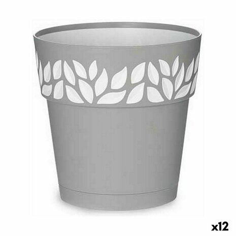 Zelfwaterende bloempot Stefanplast Cloe Grijs Plastic 19 x 19 x 19 cm (12 Stuks) 1