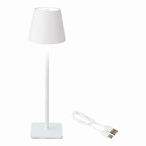 Ledtafellamp Lumineo 894378 Wit Metaal 37 cm Herlaadbaar 1