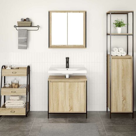 2-delige Badkamermeubelset bewerkt hout sonoma eikenkleurig 3